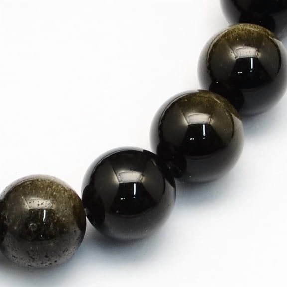 Natural Golden Sheen Obsidian Round Beads Strands 6.5mm Hole: 1mm about 63pcs/strand 15.5 inch DIY