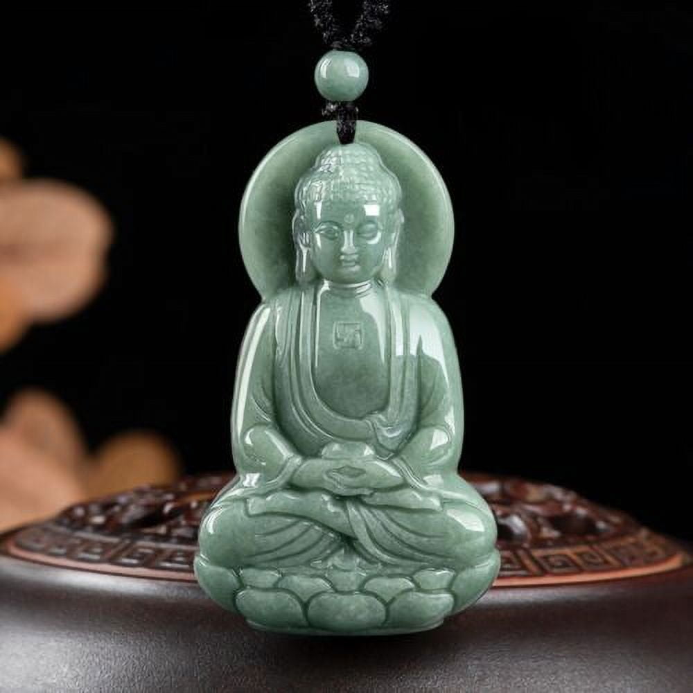 TIANTUTUTEC Natural Grade A Jade Jadeite Lucky Bean Green Buddha Pendant Men Women Gift