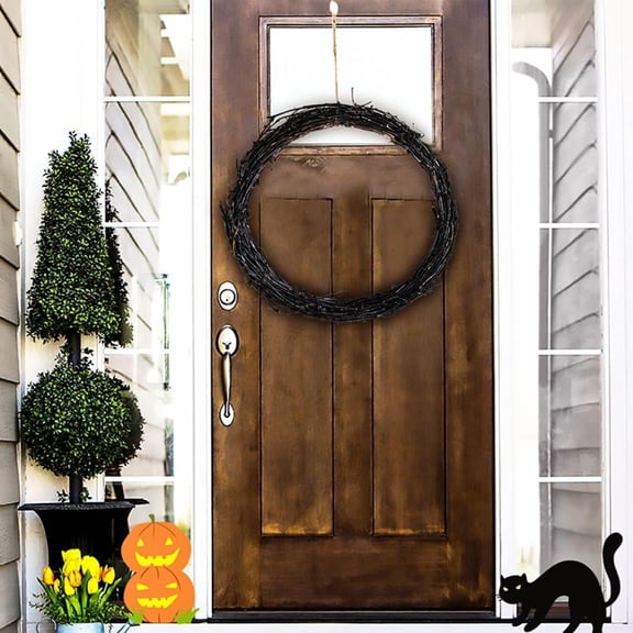 Natural Grapevine Wreath, Black Vine Branch Wreath Garland for DIY Christmas Craft Rattan Front Door Wall Hanging Halloween Holiday Party Decors