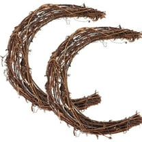 Natural Grapevine Wreath,Happon 2 Pack DIY Crafts Moon Shape Wreath Hoop Vine Branch,Wreath Garland for DIY Crafts Flower Arrangement Wedding Holiday Decor Party Supplies