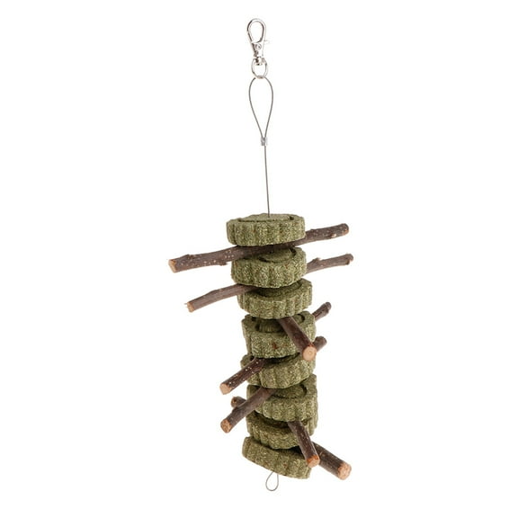 Natural Grass Cookies Sturdy Wood Sticks Toy Hang for Rabbit Hamster Guinea Pig
