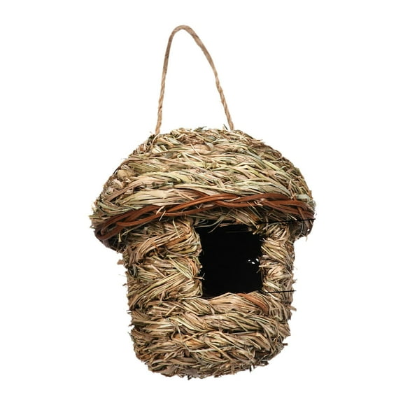 Natural Grass Hanging Bird House Bird Cages Shelter Perched Bird Nest Hand Woven 14cmx15cm