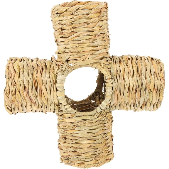Natural Grass Tunnel Hideout, Four-Way, for Hamsters, Rabbits, Guinea Pigs, & Chinchillas