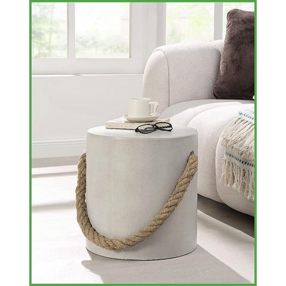 Natural Gray Fiber Concrete Coffee Table - Modern Industrial Style with Stable Round Top for Living Room