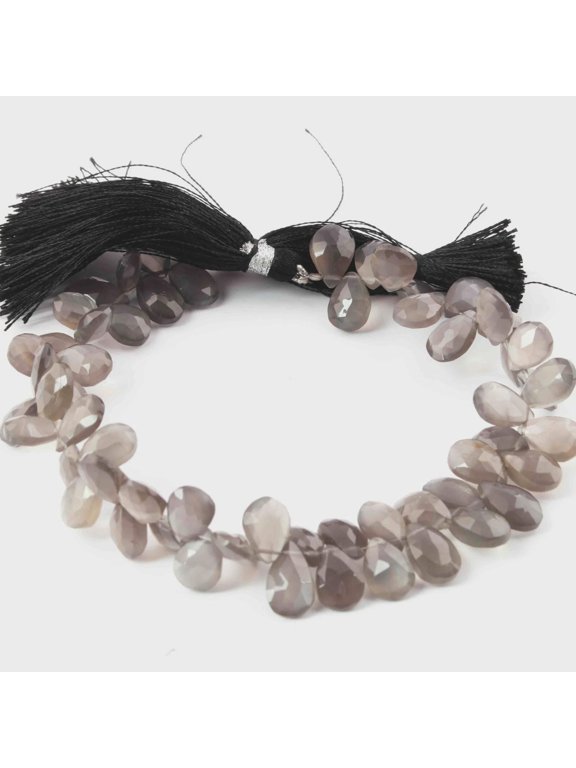 Gray Moonstone Beads - 8mm Faceted Pear Briolette Strand for Jewelry Making Supplies & Artisan Gemstone Craft