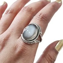 Natural Gray Moonstone Ring, Woman's Gray Moonstone Ring, June Birthstone, Bohemian Band, 925 Sterling Silver, Womens Ring, Christmas, Thanksgiving, Handmade, Statement Jewelry, Natural Gemstone Ring