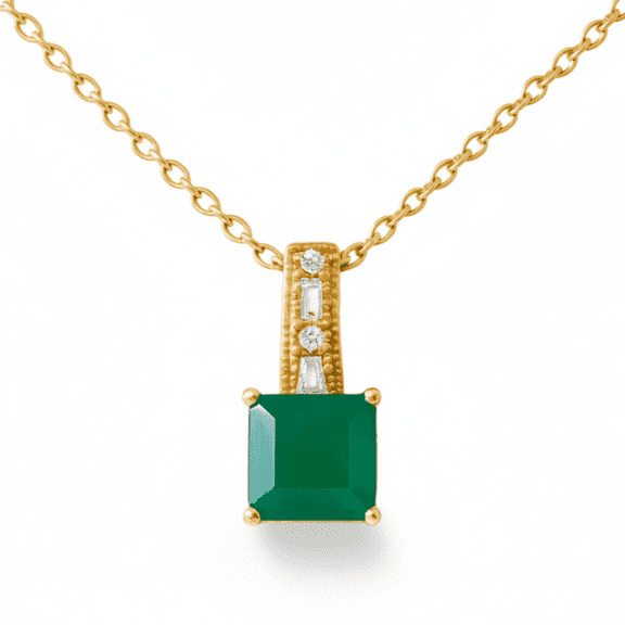 Fine Color Jewels 925 Sterling Silver 1.1 Ct Green Agate Pendant Daily Wear Jewelry