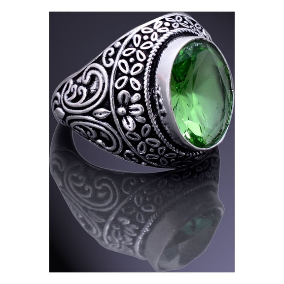 Natural Green Amethyst Gemstone Handmade 925 Sterling Silver Ring Size 12