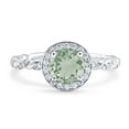 thumbnail image 1 of Natural Green Amethyst Prasiolite Size-6 Art Deco Round Vintage Style Braided Twisted Halo CZ Wedding Engagement Ring 925 Sterling Silver Gifts For Her, 1 of 6