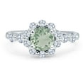 thumbnail image 1 of Natural Green Amethyst Prasiolite Size-7 Art Deco Round Flower Ring Vintage Style Halo CZ Wedding Engagement Ring 925 Sterling Silver Gifts For Her, 1 of 6
