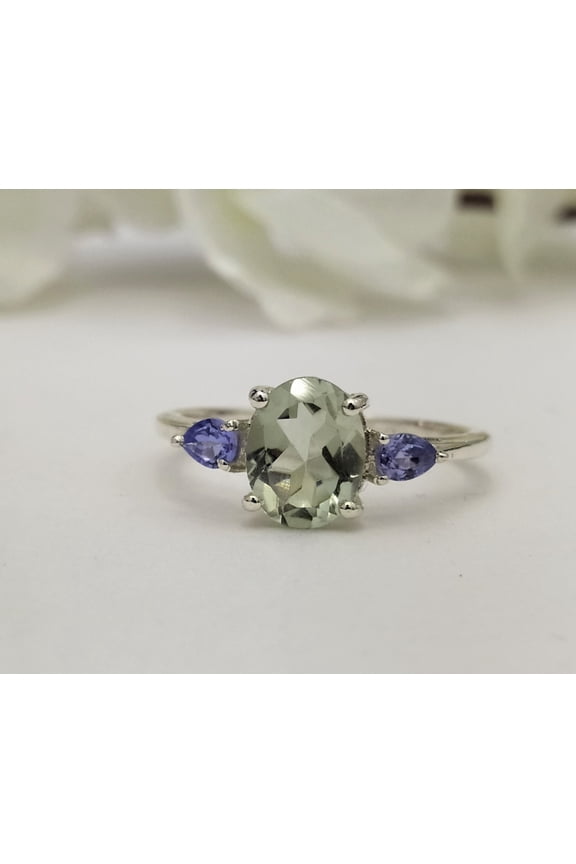 Natural Green Amethyst Ring-925 Sterling Silver-Prasiolite Oval Cut Ring-Handmade Birthstone Jewelry-Prasiolite Everyday Simple Ring Her