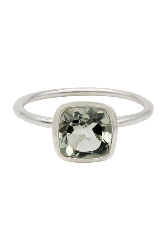 Natural Green Amethyst Ring-February Birthstone-Elongated Cushion Cut Prasiolite Ring-Minimalist Ring-Everyday Simple Ring-Promise Ring