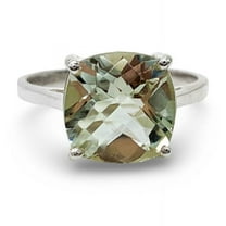 Natural Green Amethyst Ring-Prasiolite Engagement Ring-Sterling Silver Ring-Cushion Cut Prestolite Ring-Birthstone Ring-Green Gemstone Ring