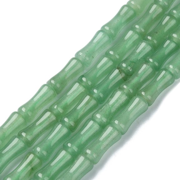 Natural Green Aventurine Beads Strands Bamboo Stick 12x5mm Hole: 1.2mm about 32pcs/strand 14.88 inch(37.8cm)