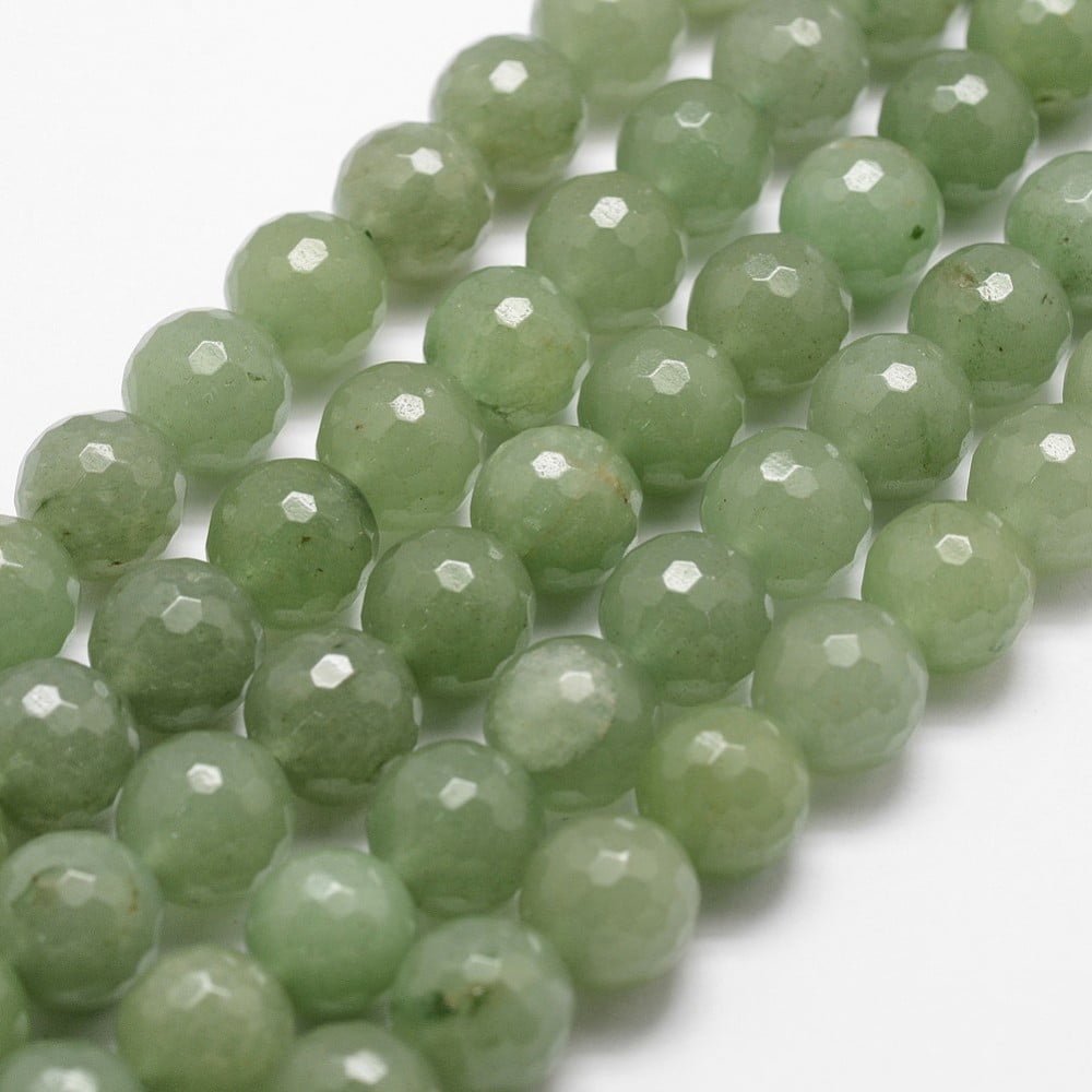 Natural Green Aventurine Beads Strands Faceted Round 8mm Hole: 1mm about 44pcs/strand 14.9 inch~15.1 inch DIY