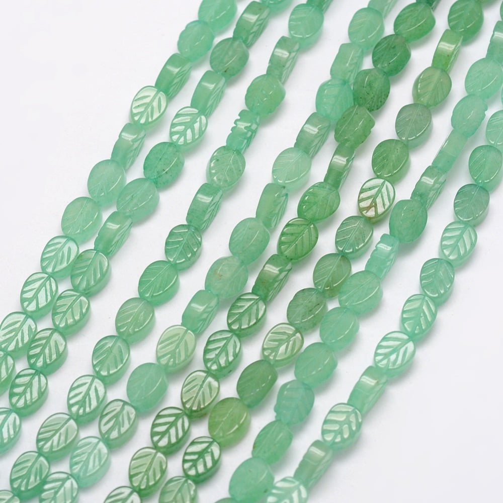 Natural Green Aventurine Beads Strands Leaf 8x6x3.5mm Hole: 1mm 48pcs/strand 15.5 inch