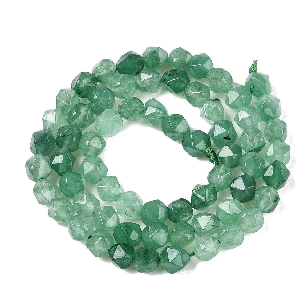 Natural Green Aventurine Beads Strands Round Faceted 5.5~6x5.5~6.5mm Hole: 1mm about 60~62pcs/strand 14.17~14.88''(36~37.2cm)