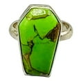 thumbnail image 1 of Natural Green Copper Turquoise Gemstone Unisex Ring, Statement Promise Proposal Coffin Jewelry, Engagement Wedding Women's Gifts Ring (Green Copper Turquoise, Size 7), 1 of 5