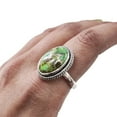 thumbnail image 1 of Natural Green Copper Turquoise Ring, Turquoise Ring, December Birthstone, Simple Band, 925 Sterling Silver, Womens Ring, Christmas, Thanksgiving, Handmade, Statement Jewelry, Natural Turquoise Ring, 1 of 6