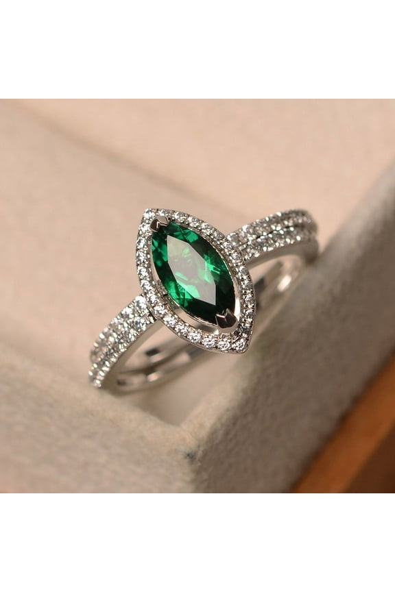 Natural Green Emerald 925 Sterling Silver Ring, Gift for Her, Gemstone Ring, Birthstone Rings for Women, Gift For Her
