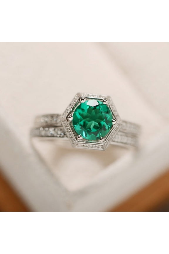 Natural Green Emerald 925 Sterling Silver Ring, Gift for Her, Gemstone Ring, Birthstone Rings for Women, Gift For Her