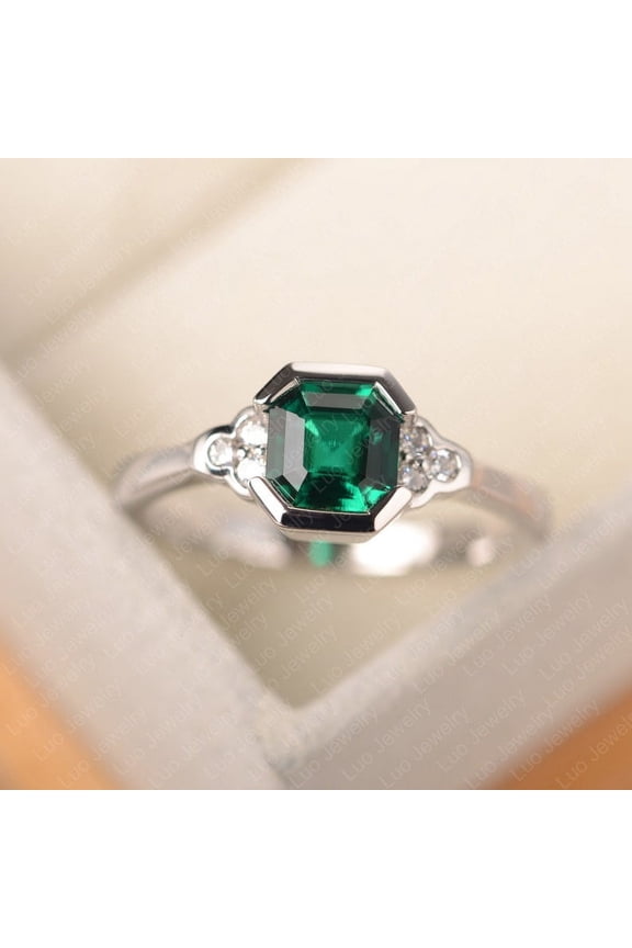 Natural Green Emerald 925 Sterling Silver Ring, Gift for Her, Gemstone Ring, Birthstone Rings for Women, Gift For Her