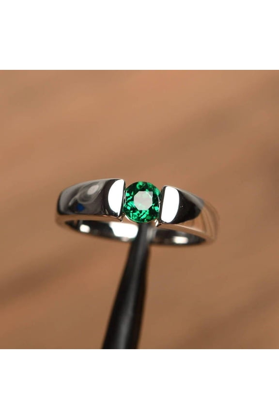 Natural Green Emerald 925 Sterling Silver Ring, Gift for Her, Gemstone Ring, Birthstone Rings for Women, Gift For Her