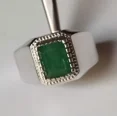 thumbnail image 1 of Natural Green Emerald Men's Ring 925 Sterling Silver Band Handmade Wedding Gift., 1 of 2