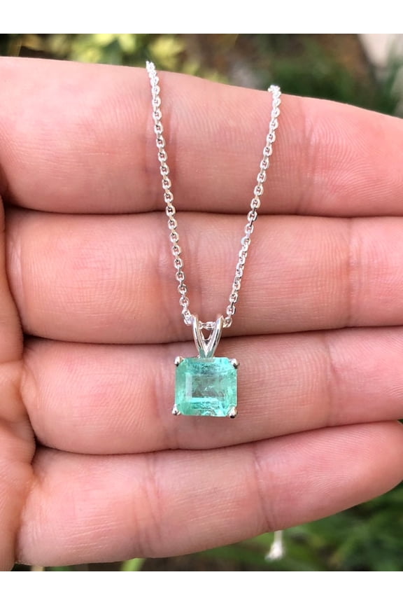 Natural Green Emerald Pendant Silver Pendant Handmade Pendant may birthstone emerald jewelry locket chain Promise Pendant