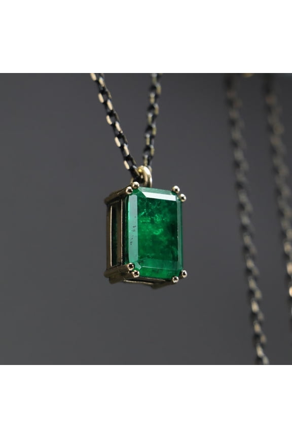 Natural Green Emerald Pendant Silver Pendant Handmade Pendant may birthstone emerald jewelry locket chain Promise Pendant