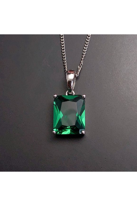 Natural Green Emerald Pendant Silver Pendant Handmade Pendant may birthstone emerald jewelry locket chain Promise Pendant