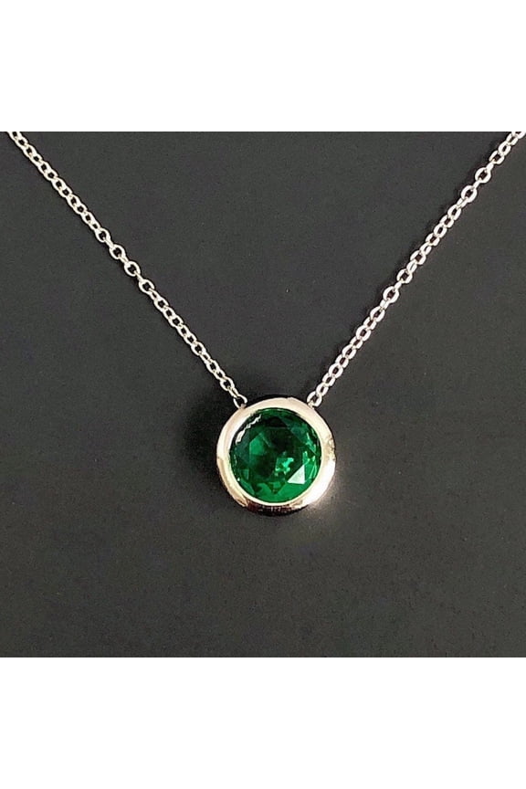 Natural Green Emerald Pendant Silver Pendant Handmade Pendant may birthstone emerald jewelry locket chain Promise Pendant