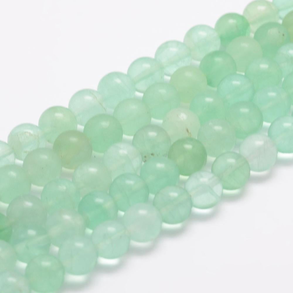 Natural Green Fluorite Beads Strands Grade B Round 6mm Hole: 1mm about 57pcs/strand 15.5 inch