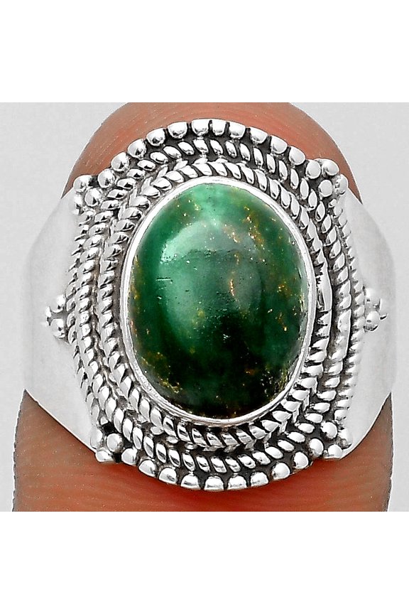 Natural Green Fuchsite 925 Sterling Silver Ring s.7.5 Jewelry R-1278 SDR199862