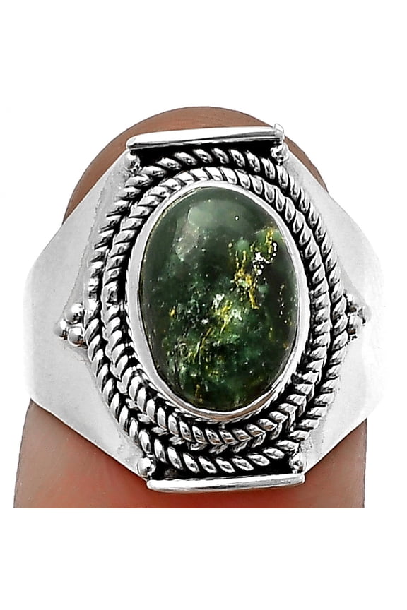 Natural Green Fuchsite 925 Sterling Silver Ring s.7 Jewelry R-1397 SDR210033