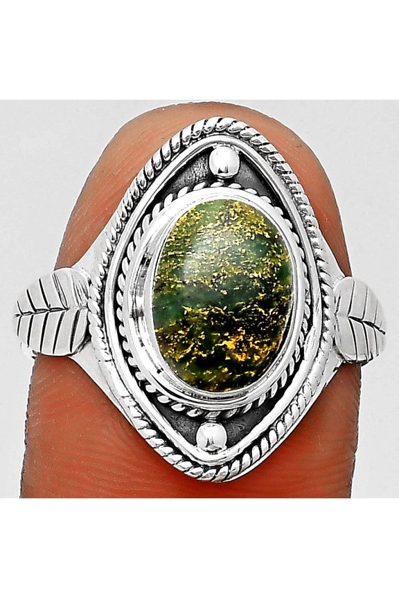 Natural Green Fuchsite 925 Sterling Silver Ring s.8.5 Jewelry R-1258 SDR200036