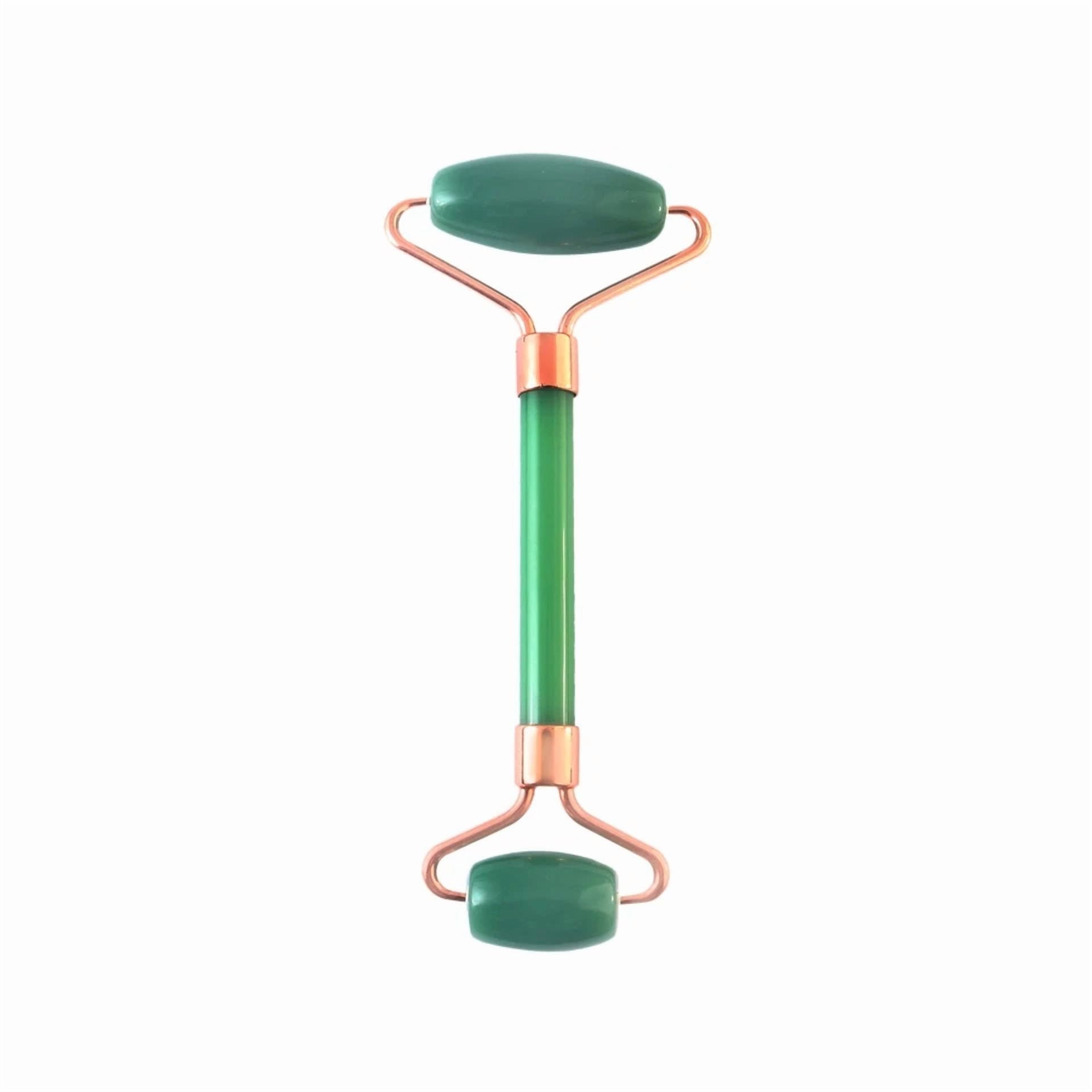 Natural Green Glass Stone Face Roller & Facial Massager for Under-Eye Care – Soothes & Refreshes Skin