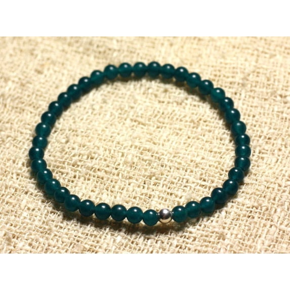Natural Green Jade 4mm Round Shape Smooth Cut Beads Stretchable Bracelet for Men & Women.
