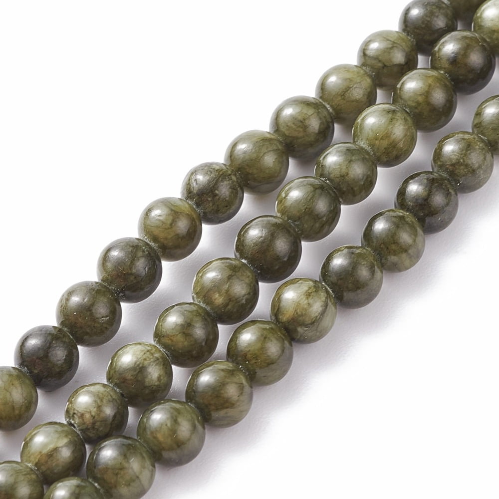 Natural Green Jade Dyed Round Beads Strands Dark Olive Green 6mm Hole: 0.7mm 64pcs/strand 15.5 inch diy
