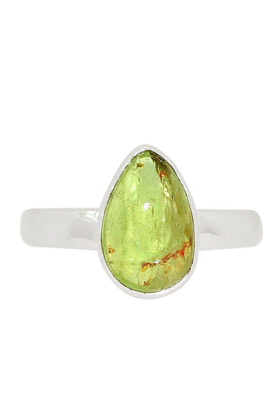 Natural Green Kyanite 925 Sterling Silver Ring Jewelry s.8 ALLR-23998