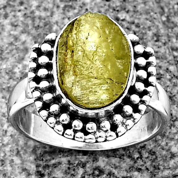 Natural Green Kyanite Rough India 925 Sterling Silver Ring s.7.5 Jewelry R-1150 SDR206427