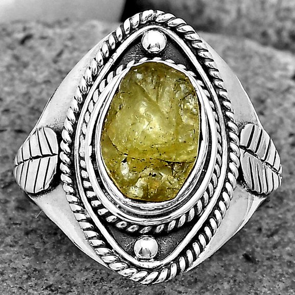 Natural Green Kyanite Rough India 925 Sterling Silver Ring s.7.5 Jewelry R-1258 SDR200044