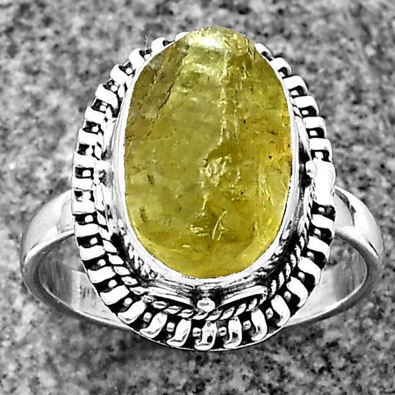 Natural Green Kyanite Rough India 925 Sterling Silver Ring s.7.5 Jewelry R-1279 SDR206537