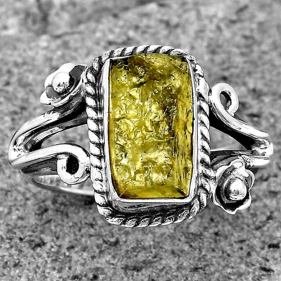 Natural Green Kyanite Rough India 925 Sterling Silver Ring s.7.5 Jewelry R-1345 SDR201638