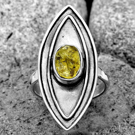 Natural Green Kyanite Rough India 925 Sterling Silver Ring s.7.5 Jewelry R-1391 SDR201747