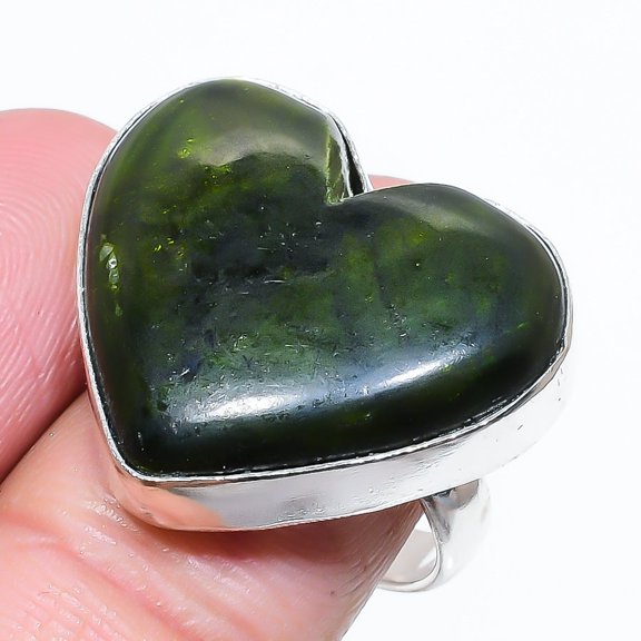 Natural Green Labradorite Gemstone 925 Sterling Silver Gift Ring Size 9