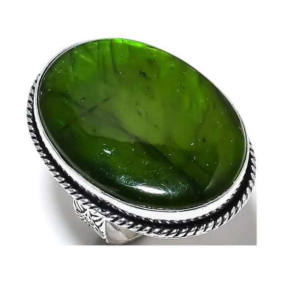 Natural Green Labradorite Gemstone 925 Sterling Silver Gift Ring Size 9