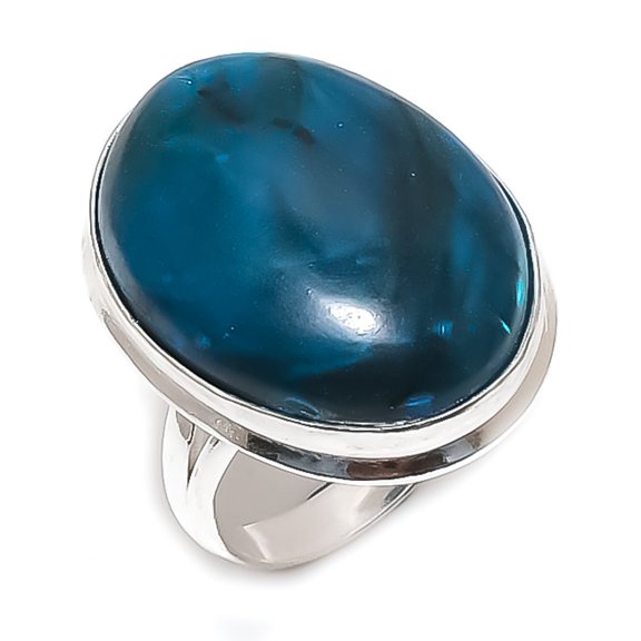 Natural Green Labradorite Gemstone 925 Sterling Silver Jewelry Ring Size 9