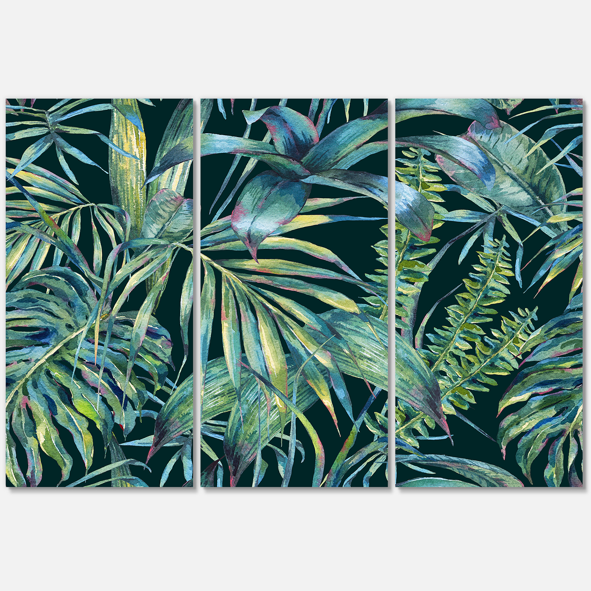 Natural Green Leaves Exotic On Dark I 28 in x 36 in Painting Canvas Art Print, by Designart