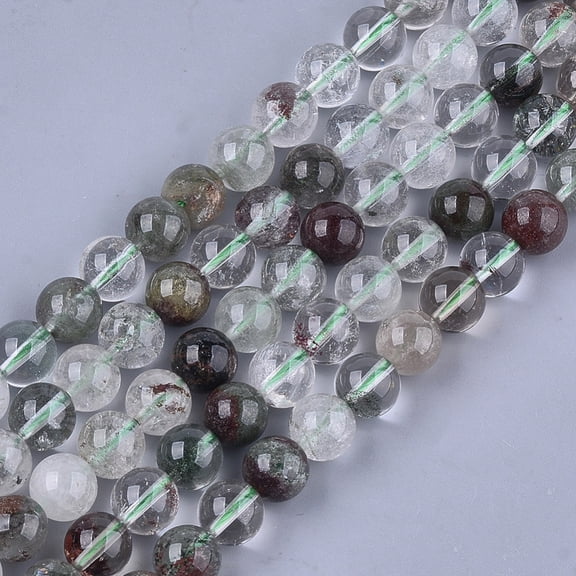 Natural Green Lodolite Quartz/Garden Quartz Beads Strands Round 10mm Hole: 1mm about 38~39pcs/strand 15.3 inch